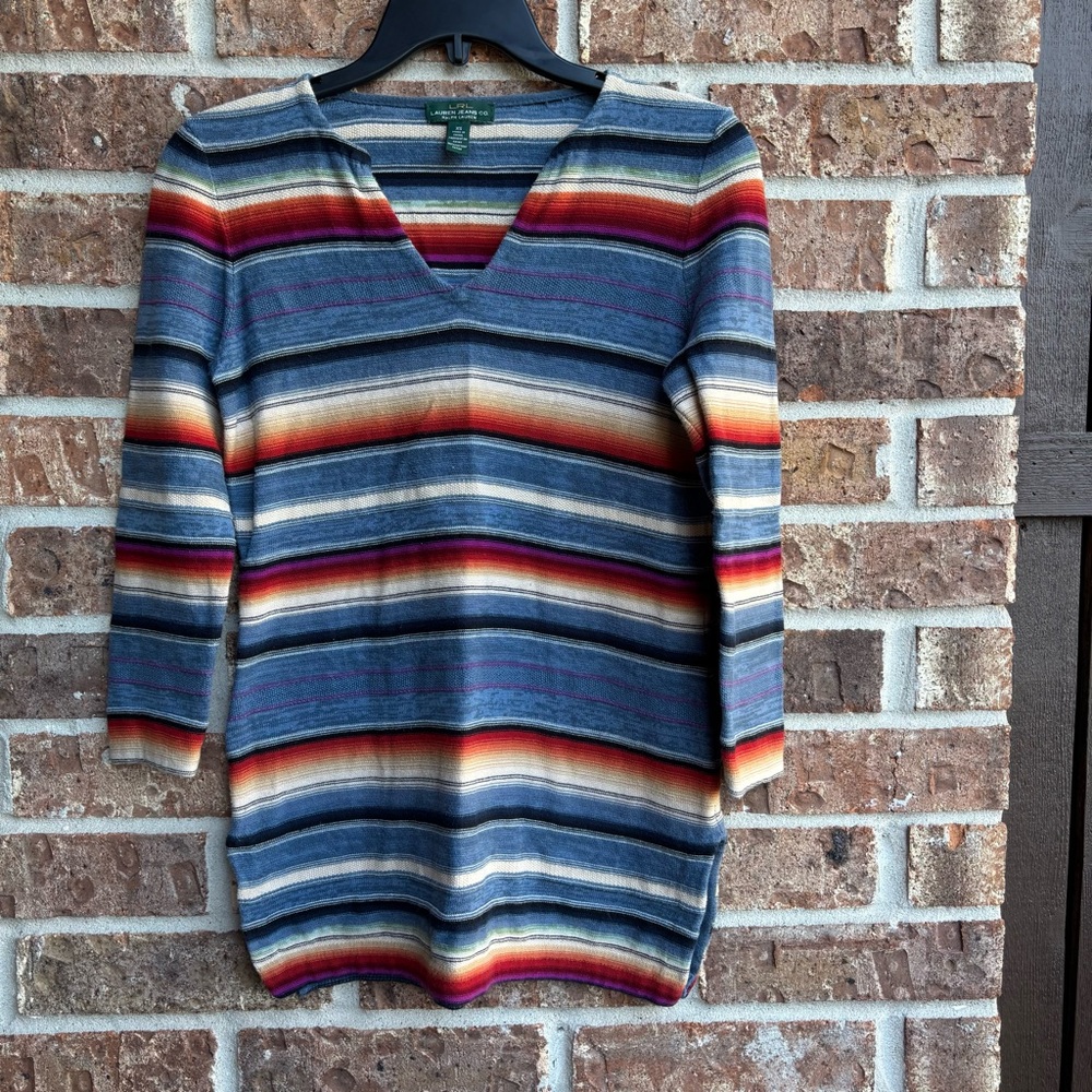 RALPH LAUREN Serape Western Sunset Sweater Multicolored tunic top